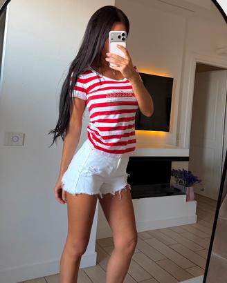 T-shirt a righe bianche e rosse Trussardi Action 🍒