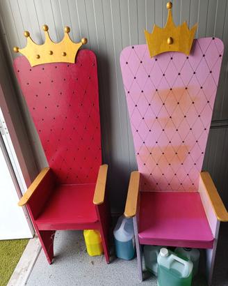 Sedia poltrona trono per compleanni in legno