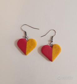 Orecchini cuore AS ROMA in fimo