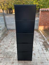 Scarpiera Slim Metallo Nera 5 Ante 170x49x13.5 cm