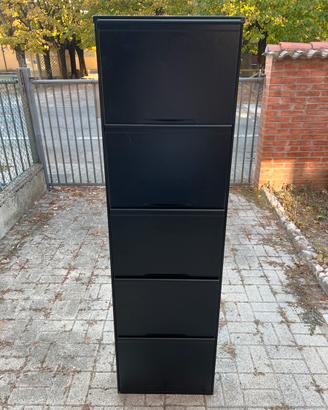 Scarpiera Slim Metallo Nera 5 Ante 170x49x13.5 cm