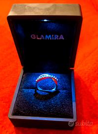 Anello Glamira Oro Bianco 375 con smeraldi