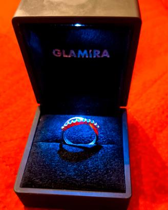 Anello Glamira Oro Bianco 375 con smeraldi