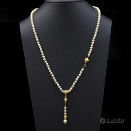 COLLANA SUN DAY IN ORO 18 KT 750 E PERLE