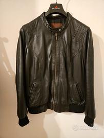 giubbotto donna Biker in pelle nera TG 48 