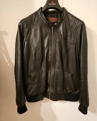 giubbotto donna Biker in pelle nera TG 48 