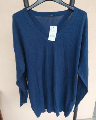 Maglione blu lana Unisex Tezenis scollo V tg. M