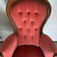 Poltrona vintage in velluto rosa antico