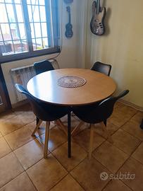 Tavolo rotondo + 4 sedie stile moderno