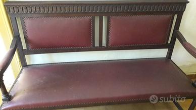 Divano panca in legno e cuoio