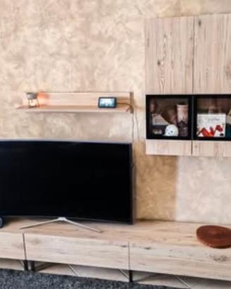 Parete Attrezzata Moderna Stile Legno Naturale