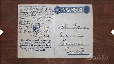 cartolina postale antica per forze armate anni 40