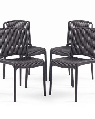 NES Set 4 Sedie Antracite da esterno per giardino