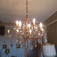 Splendido Lampadario d'Epoca Alabastro e Cristallo