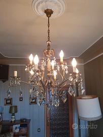 Splendido Lampadario d'Epoca Alabastro e Cristallo