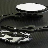 Specchietti coppia fiamme flame cromati custom har