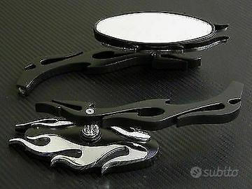 Specchietti coppia fiamme flame cromati custom har