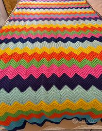 Coperta uncinetto lana della nonna multicolore