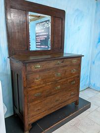 Comò in noce massiccio con specchiera