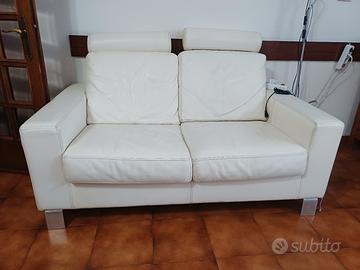 divano 2 posti vera pelle bianca dondi