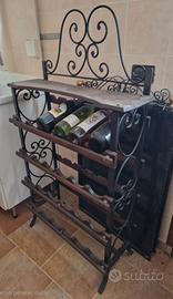 scaffale cantinetta  ferro battuto e legno 
