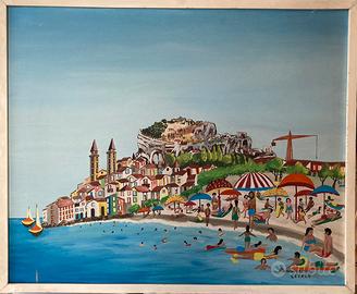 Quadro naïf Antonino Mancuso Fuoco “Cefalù”