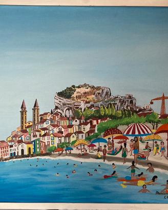 Quadro naïf Antonino Mancuso Fuoco “Cefalù”