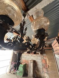 Lampadario vintage in ottone.