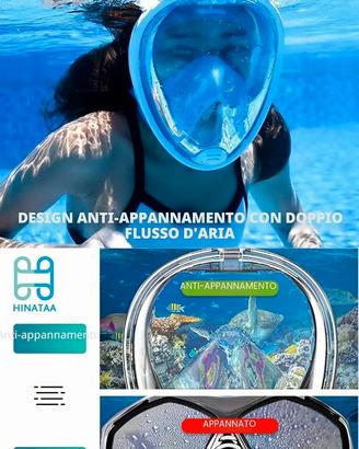4 Maschera subacquea viso integrale snorkeling