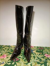 Stivali da donna in pelle nera lucida misura 38