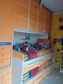 cameretta a castello arancione bambini 