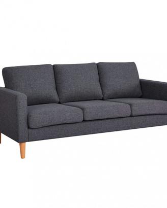 Divano 3 Posti in Tessuto Scandinavo Grigio Scuro