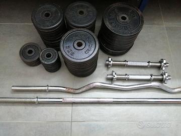 Bilanciere e manubri con pesi