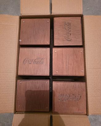 PORTA TOVAGLIOLI IN LEGNO E PLASTICA COCA COLA