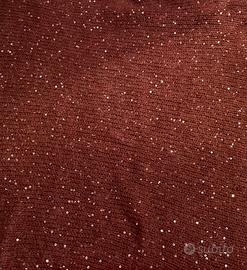 Poncho marrone Belmonte con paillettes. Made Italy