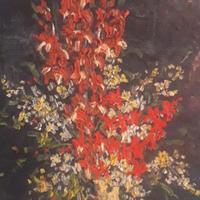 dipinto ad olio:vaso con fiori