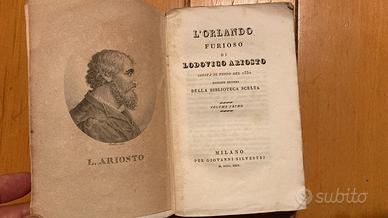Libro Orlando Furioso del 1835 editore Silvestri