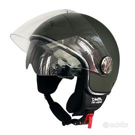 CASCO DIEFFE VERDE MILITARE OPACO CON DOPPIA VISIE
