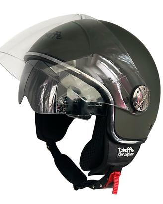 CASCO DIEFFE VERDE MILITARE OPACO CON DOPPIA VISIE