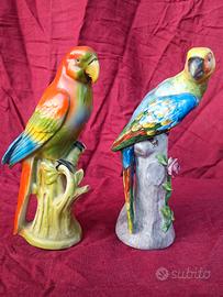 vintage porcellana coppia pappagalli no Capodimont