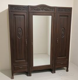 Armadio in rovere con specchio 1892 DA RESTAURARE