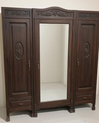 Armadio in rovere con specchio 1892 DA RESTAURARE