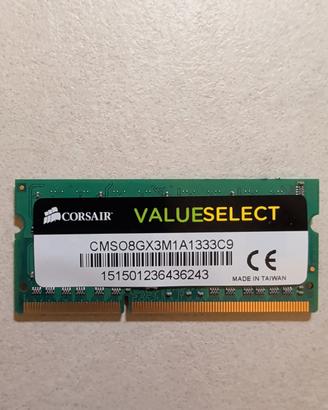 RAM Corsair DDR 3 8GB 1333MHz SO DIMM