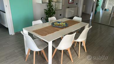 Tavolo laccato bianco 1,60x90 allungabile (240x90)