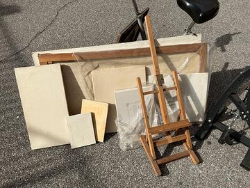 Set pittura cavalletto da tavolo in legno e tele b