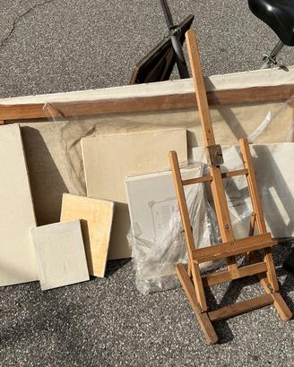 Set pittura cavalletto da tavolo in legno e tele b