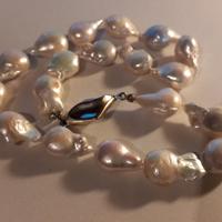 Collana perle di mare barocche e orecchini argento