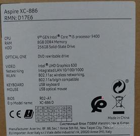 PC desktop Acer XC 886 (i5 9gen)