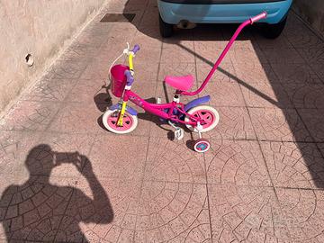 Bici bambina Minnie con rotelle e manico  2/3 anni