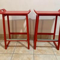 Coppia di Sgabelli da Bar Moderni – Rosso Lacca –